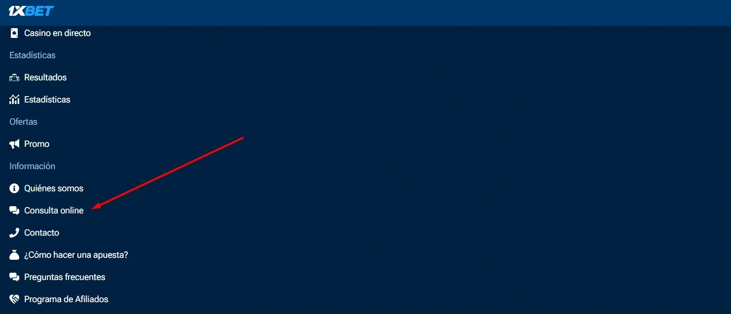 Chat de soporte 1xBet para errores de actualización